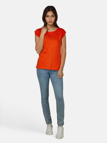 salzhaut - BIIKE Damen Tailliert - Basic Casual - Damen - Polo-Shirt - 30 - #farbe_mandarin
