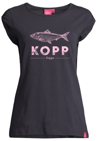 salzhaut - BIIKE - FISCHKOPP DIGGA Damen Tailliert - Frontprint - Rundhals - T-Shirt - 12 - #farbe_navy