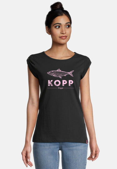 salzhaut - BIIKE - FISCHKOPP DIGGA Damen Tailliert - Frontprint - Rundhals - T-Shirt - 21 - #farbe_black