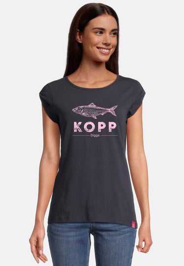 salzhaut - BIIKE - FISCHKOPP DIGGA Damen Tailliert - Frontprint - Rundhals - T-Shirt - 11 - #farbe_navy