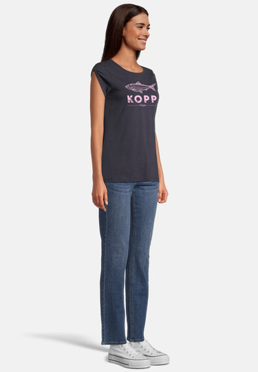 salzhaut - BIIKE - FISCHKOPP DIGGA Damen Tailliert - Frontprint - Rundhals - T-Shirt - 15 - #farbe_navy