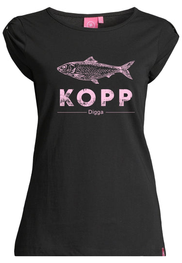 salzhaut - BIIKE - FISCHKOPP DIGGA Damen Tailliert - Frontprint - Rundhals - T-Shirt - 22 - #farbe_black