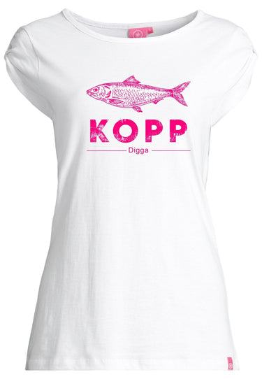 salzhaut - BIIKE - FISCHKOPP DIGGA Damen Tailliert - Frontprint - Rundhals - T-Shirt - 17 - #farbe_white
