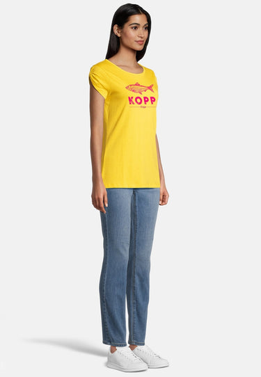salzhaut - BIIKE - FISCHKOPP DIGGA Damen Tailliert - Frontprint - Rundhals - T-Shirt - 5 - #farbe_yellow