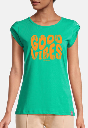 salzhaut - BIIKE - GOOD VIBES Damen Tailliert - Frontprint - Hamburg - Verlauf - 18 - #farbe_mint-neon-orange