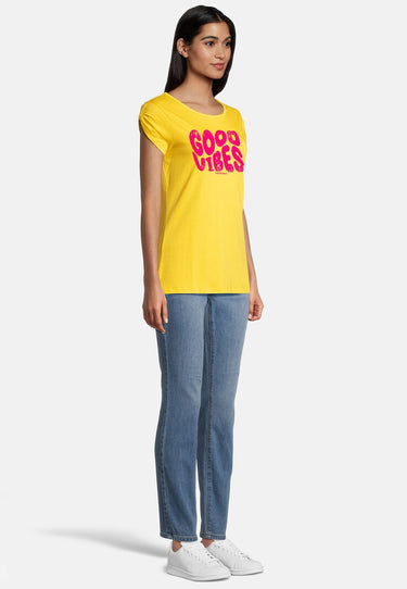 salzhaut - BIIKE - GOOD VIBES Damen Tailliert - Frontprint - Hamburg - Verlauf - 30 - #farbe_yellow