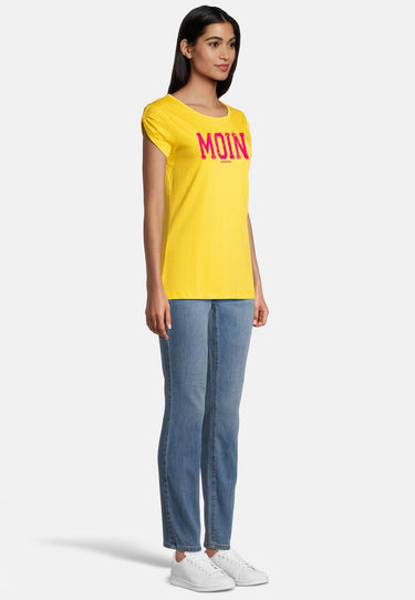 salzhaut - BIIKE - MOIN Damen Tailliert - Damen - Frontprint - Rundhals - 35 - #farbe_yellow