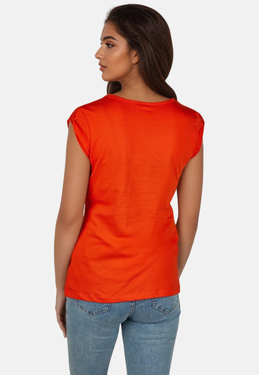 salzhaut - BIIKE - MOIN Damen Tailliert - Damen - Frontprint - Rundhals - 39 - #farbe_mandarin