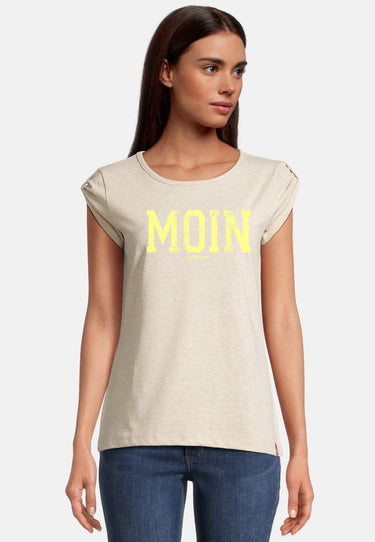 salzhaut - BIIKE - MOIN Damen Tailliert - Damen - Frontprint - Rundhals - 26 - #farbe_ecru-melange