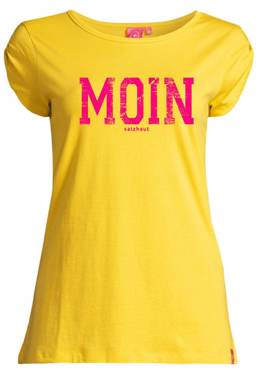salzhaut - BIIKE - MOIN Damen Tailliert - Damen - Frontprint - Rundhals - 32 - #farbe_yellow