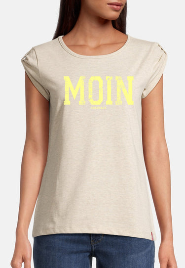 salzhaut - BIIKE - MOIN Damen Tailliert - Damen - Frontprint - Rundhals - 28 - #farbe_ecru-melange