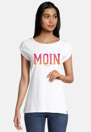 salzhaut - BIIKE - MOIN VERLAUF Damen eng anliegend - Frontprint - T-Shirt - Verlauf - 6 - #farbe_white-neon-orange-neon-pink