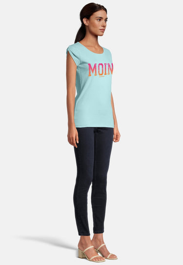 salzhaut - BIIKE - MOIN VERLAUF Damen eng anliegend - Frontprint - T-Shirt - Verlauf - 5 - #farbe_aqua-neon-orange-neon-pink