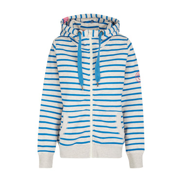 Salzhaut - CAMILLA Jacke Ringel Damen normale Passform - Eingriffstaschen - Hoodie - Reduziert - 2 - #farbe_ecru-oceanblue