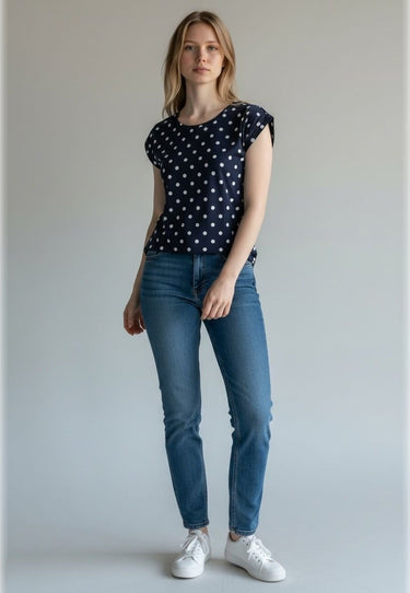 Salzhaut - CORNELL Damen normale Passform - All-over-Print - Damen - Punkte - 3 - #farbe_navy-white