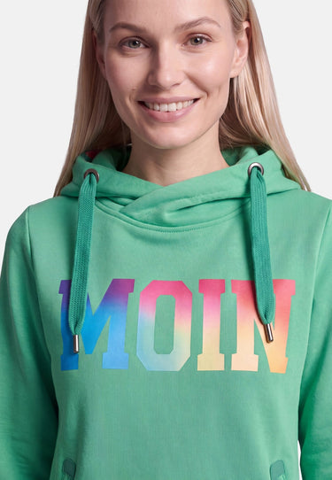 salzhaut - Damen Hoodie SÜNN - MOIN Multicolor Tailliert - adenauer & co - Anker - Basic - 22 - #farbe_Apple Green-Multicolor