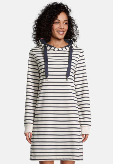 salzhaut - DAPHNE Damen normale Passform - Hoodiekleid - Kapuze - Kapuzenpulli - 1 - #farbe_ecru-navy