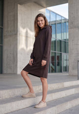 salzhaut - DISCHDÄK Damen Knielanges Kleid (Midi) Leicht tailliert - adenauer & co - Anker - Basic - 9 - #farbe_Chocolate