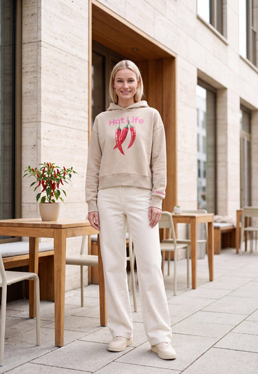 salzhaut - DÖSBADDEL Damen Hoodie Crop Fit - adenauer & co - Anker - Basic - 1 - #farbe_Oat