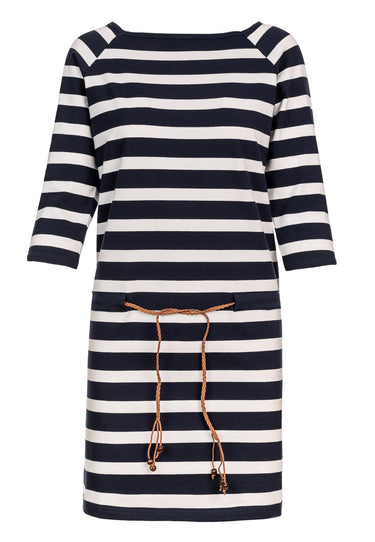 salzhaut - FREDI Damen normale Passform - Hoodiekleid - Ringelkleid - Sommerkleid - 1 - #farbe_navy-white