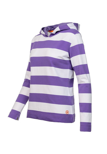 salzhaut - HAKANA Damen normale Passform - Hoodie - Kapuzenpullover - Langarmshirt - 7 - #farbe_purple-white