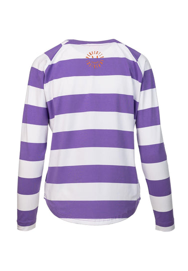 salzhaut - HASELA Damen normale Passform - Langarmshirt - Oversize - T-Shirt - 2 - #farbe_purple-white