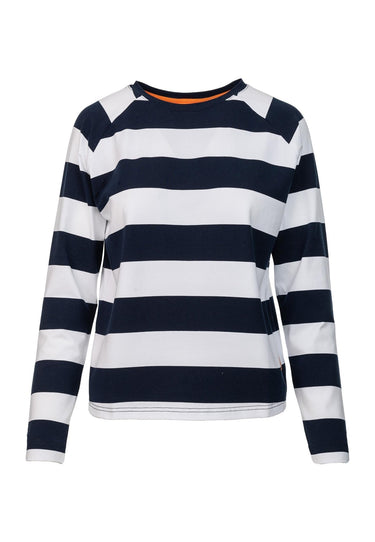 salzhaut - HASELA Damen normale Passform - Langarmshirt - Oversize - T-Shirt - 4 - #farbe_navy-white