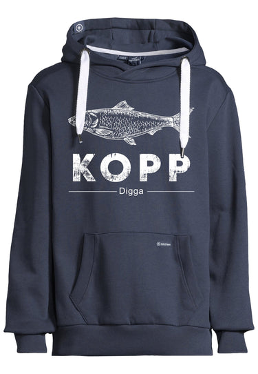 Salzhaut - HEFF - FISCHKOPP Herren normale Passform - Frontprint - HAKA - Hoodie - 10 - #farbe_navy