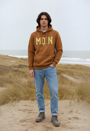 salzhaut - HEFF - MOIN Herren Hoodie normale Passform - adenauer & co - Anker - Basic - 1 - #farbe_Hazelnut-Neon Yellow