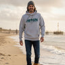 salzhaut - HEFF - MOIN sagt mehr als tausend Worte Herren Hoodie normale Passform - Basic - 1 - #farbe_Grey Melange
