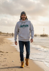 salzhaut - HEFF - MOIN sagt mehr als tausend Worte Herren Hoodie normale Passform - Basic - 1 - #farbe_Grey Melange