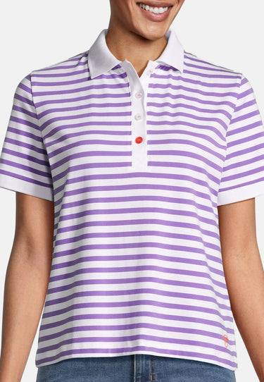 salzhaut - HEIKE Damen normale Passform - Damen - Polo-Shirt - ringel - 6 - #farbe_purple-white