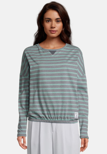 salzhaut - INGMARIE Damen Leicht tailliert - Hamburg - Langarmshirt - ringel - 1 - #farbe_navy-bottle-green