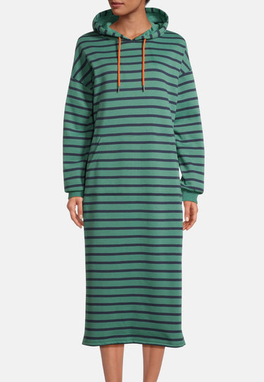 salzhaut - IRLIN Damen Tailliert - Hamburg - Hoodiekleid - Ringelkleid - 3 - #farbe_bottle-green-navy