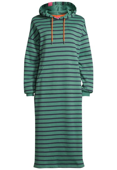salzhaut - IRLIN Damen Tailliert - Hamburg - Hoodiekleid - Ringelkleid - 2 - #farbe_bottle-green-navy
