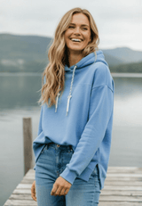 salzhaut - JULIANE Damen Hoodie Oversized - adenauer & co - Anker - Basic - 7 - #farbe_Ocean Blue