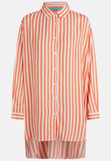 Salzhaut - KALF Damen Oversized - Bluse - Longhoodie - Reduziert - 2 - #farbe_offwhite-coral