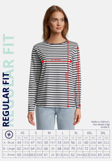 salzhaut - KANT - RINGEL Damen normale Passform - Hamburg - Langarmshirt - Rundhals - 6 - #farbe_navy-offwhite