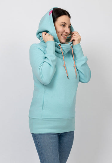 salzhaut - KARKJE Damen Oversized - Hoodie - Kapuzenpullover - Langarmshirt - 8 - #farbe_aqua