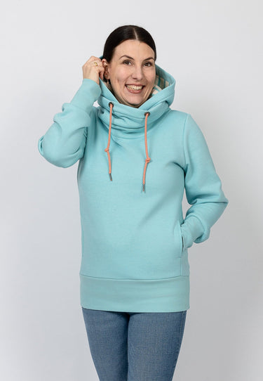salzhaut - KARKJE Damen Oversized - Hoodie - Kapuzenpullover - Langarmshirt - 5 - #farbe_aqua