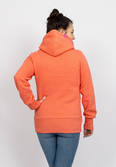 salzhaut - KARKJE Damen Oversized - Hoodie - Kapuzenpullover - Langarmshirt - 3 - #farbe_coral