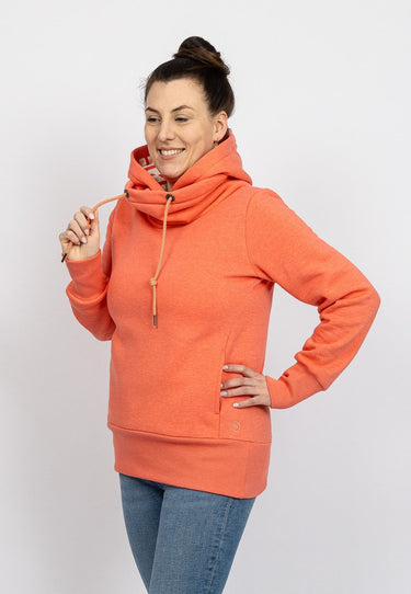 salzhaut - KARKJE Damen Oversized - Hoodie - Kapuzenpullover - Langarmshirt - 4 - #farbe_coral