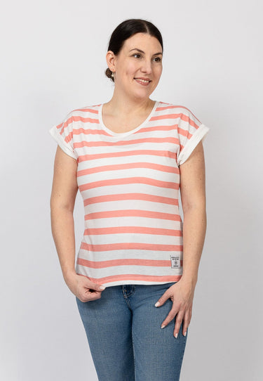 salzhaut - KAUKJE Damen Regular Fit - ringel - Rundhals - Spring 2025 - 6 - #farbe_beige-coral