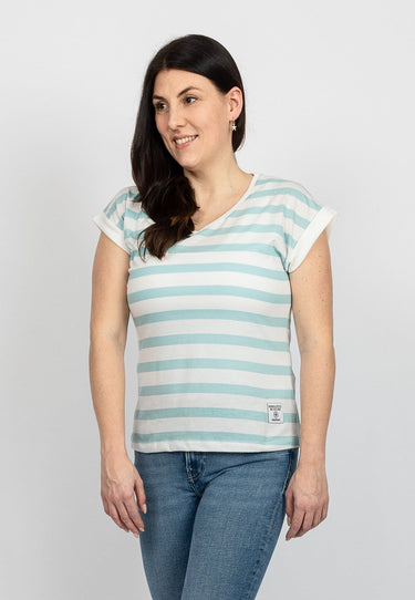 salzhaut - KAUKJE Damen Regular Fit - ringel - Rundhals - Spring 2025 - 1 - #farbe_beige-aqua