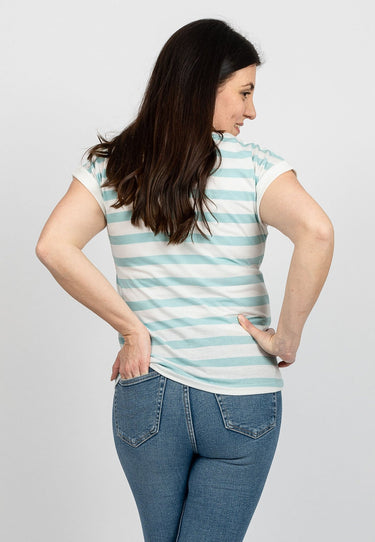 salzhaut - KAUKJE Damen Regular Fit - ringel - Rundhals - Spring 2025 - 4 - #farbe_beige-aqua