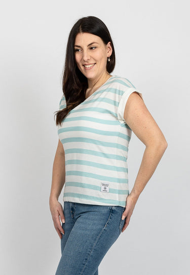 salzhaut - KAUKJE Damen Regular Fit - ringel - Rundhals - Spring 2025 - 5 - #farbe_beige-aqua