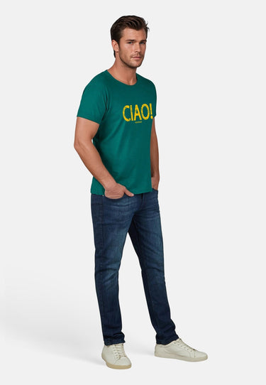 salzhaut - KIMM - CIAO Herren Regular Fit - Frontprint - Rundhals - T-Shirt - 5 - #farbe_bottle-green