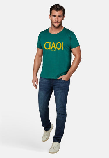 salzhaut - KIMM - CIAO Herren Regular Fit - Frontprint - Rundhals - T-Shirt - 1 - #farbe_bottle-green
