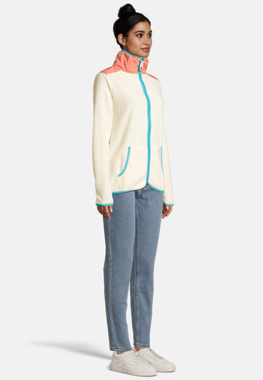 salzhaut - KLÓÓWERBLAD Damen normale Passform - Fleecehoodie - Fleecepullover - Sweatjacke - 5 - #farbe_beige-coral