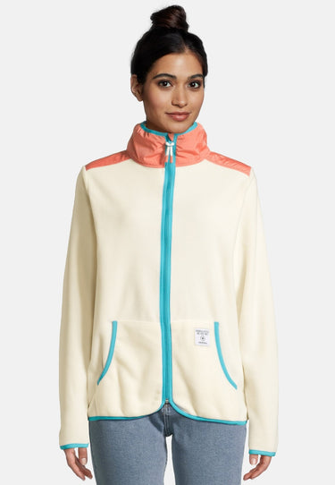 salzhaut - KLÓÓWERBLAD Damen normale Passform - Fleecehoodie - Fleecepullover - Sweatjacke - 1 - #farbe_beige-coral